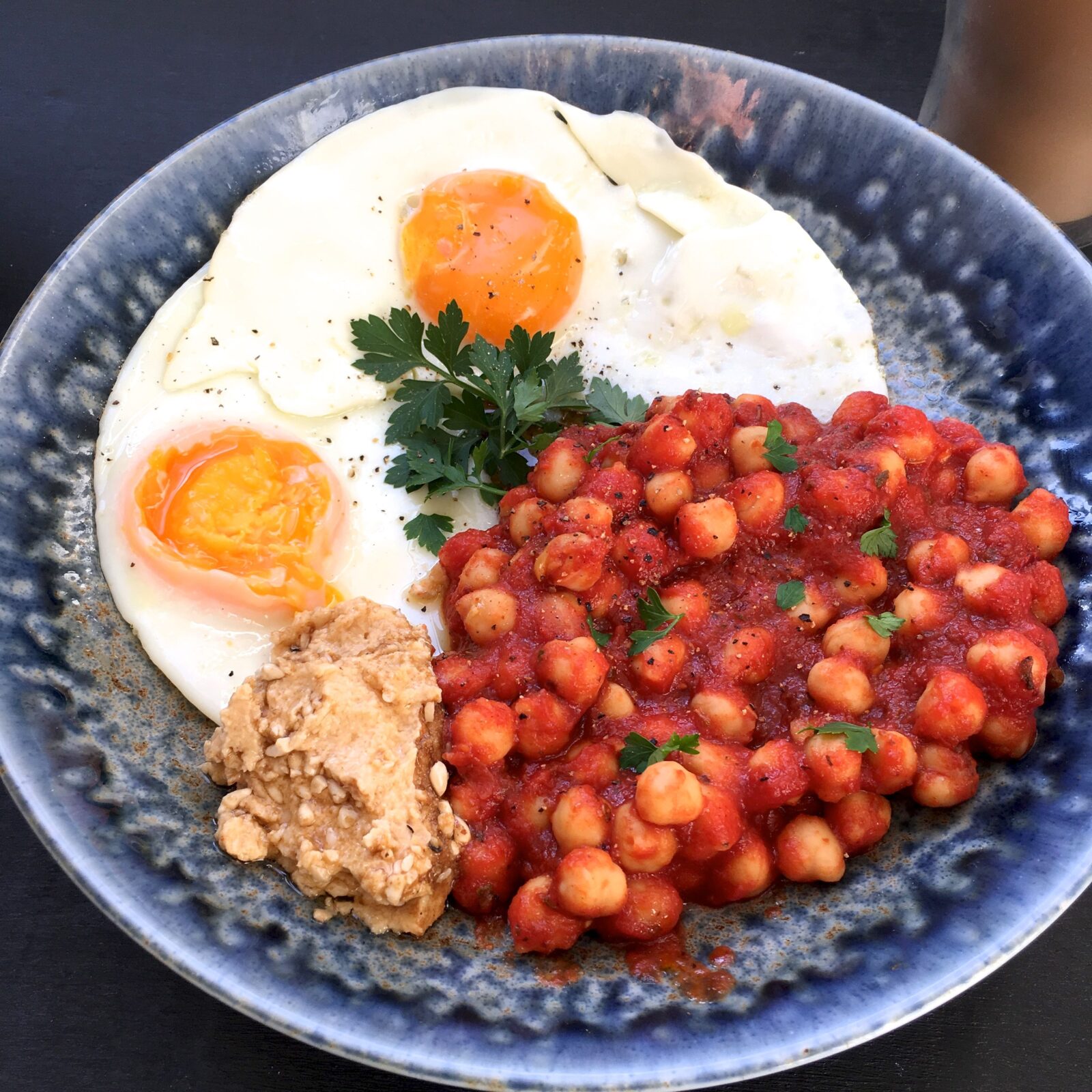 5Minute Breakfast Eggs with Tomato Chickpeas Healthy Recipes by Lyndi Cohen
