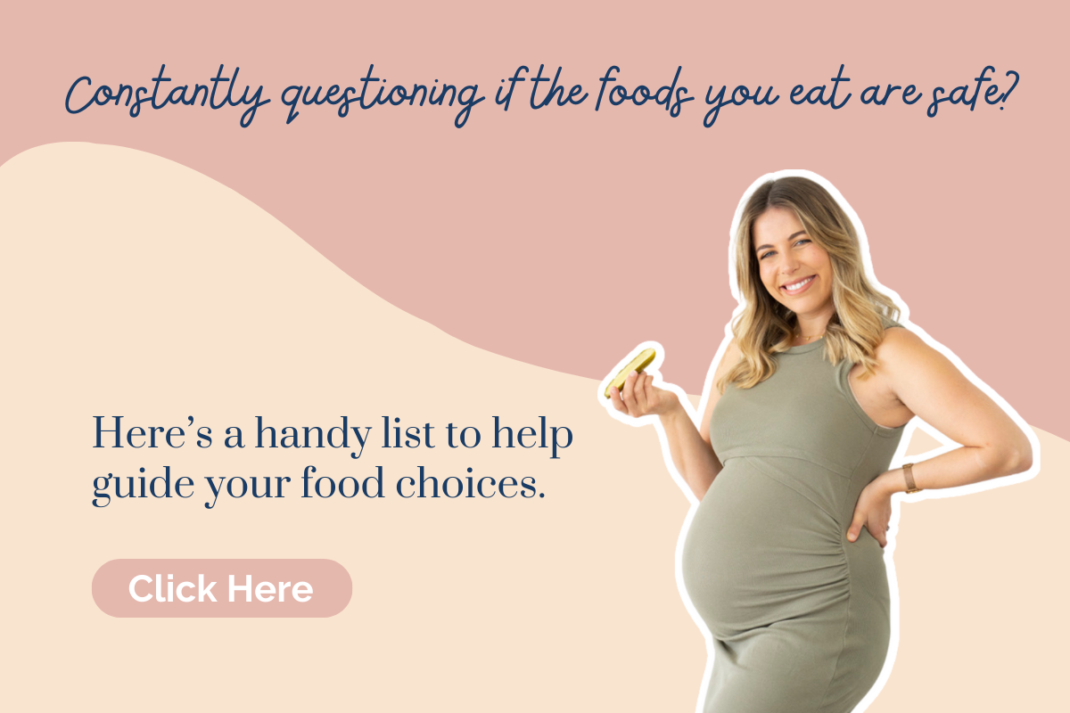 Here's a super handy list to help guide your food choices during pregnancy. Download my my pregnancy food list now. 