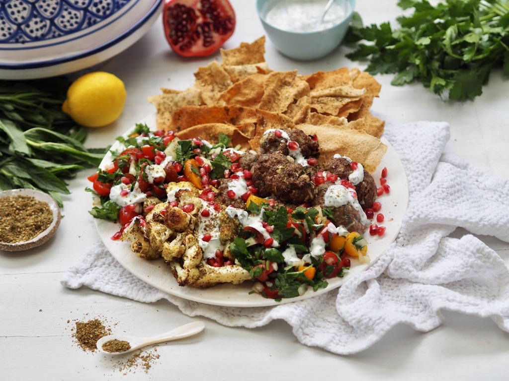 Stop the constant questioning of why am I still hungry after eating by adding a bit more balance to your meals. For example, try this Middle Eastern Mezze Plate from my Back to Basics app. Image: Lyndi Cohen