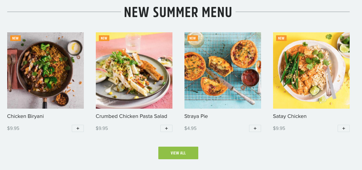 An example of the menu options from YouFoodz.